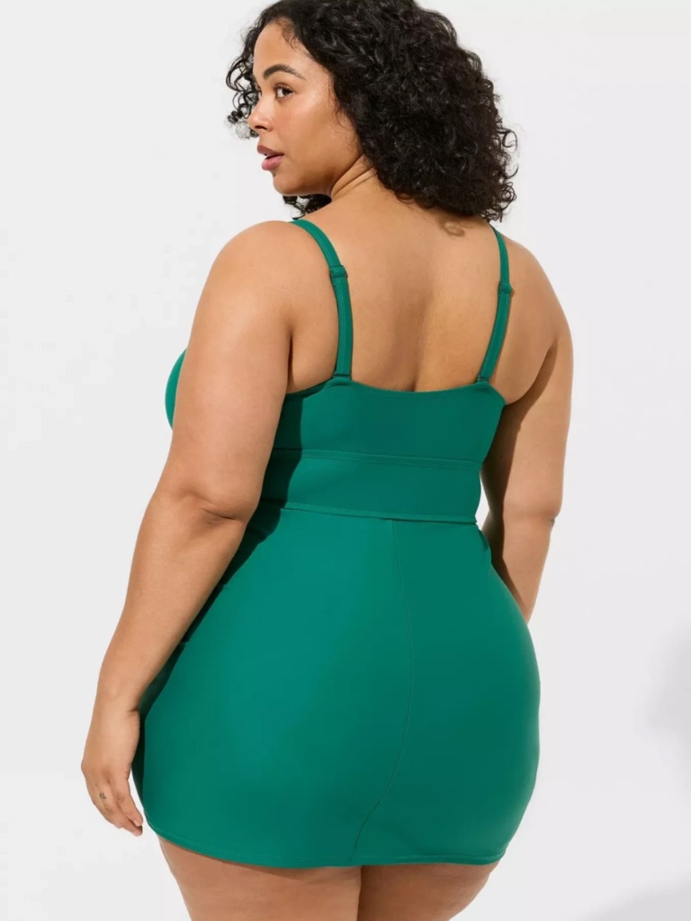 Torrid size 2 like NEW Green Ruched Swim Dress - Picture 3 of 4